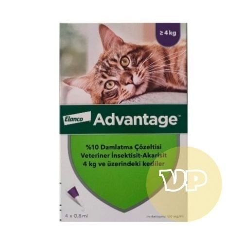 ADVANTAGE 4-8 Kg Kediler İçin  0.8 Ml (1 Kutu 4 Pipet İçerir) SKT:11.2027