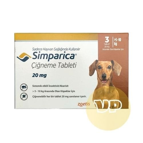 Zoetis Simparica Köpek 5-10 Kg İçin (3 Tablet) SKT  10. 2027