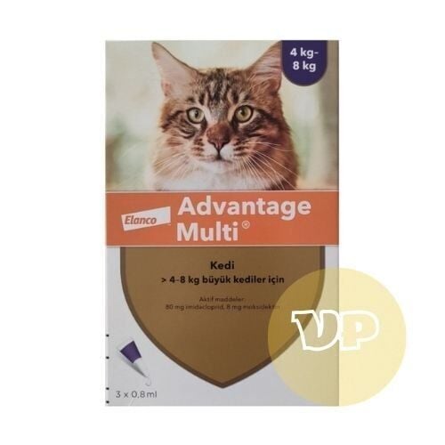 3 KUTU Advantage Multi 0.8 Ml Kedi İç Dış Parazit Damlası (1 kutu 3 Pipet içerir) SKT:07.2027