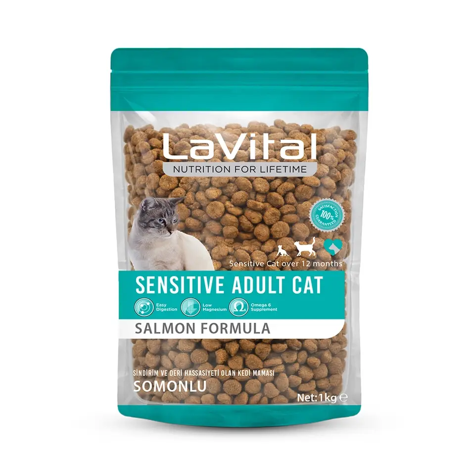 5 Paket LaVital Sensitive Somonlu Yetişkin Kedi Maması 1 kg