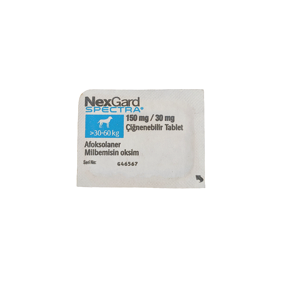 TEK TABLET Nexgard Spectra  30 - 60 Kg  SKT:12.2026 LÜTFEN AÇIKLAMAYI OKUYUNUZ!