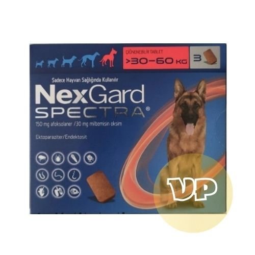 Nexgard Spectra  30 - 60 Kg ( 1 Kutu  3 Tablet İçermektedir )  SKT:*06.2027 LÜTFEN AÇIKLAMAYI OKUYUNUZ!