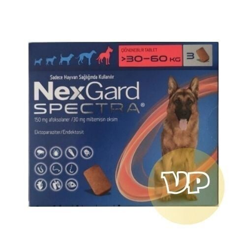 Nexgard Spectra  30 - 60 Kg ( 1 Kutu  3 Tablet İçermektedir )  SKT:*12.2026 LÜTFEN AÇIKLAMAYI OKUYUNUZ!