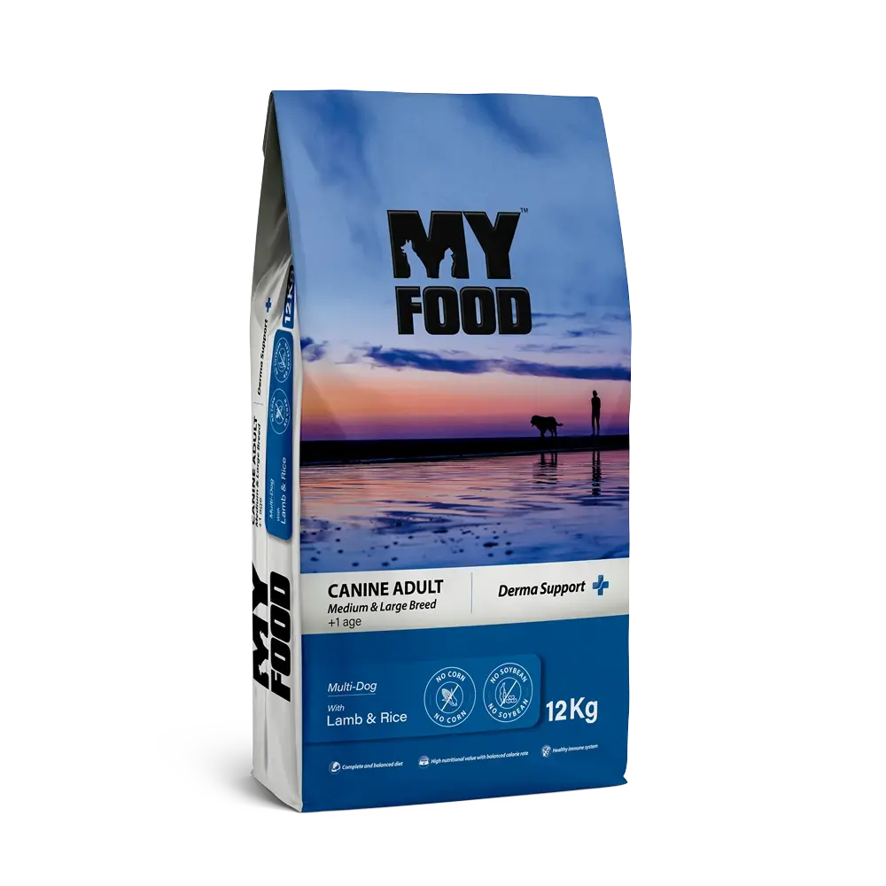 My Food Derma Support Kuzu ve Pirinçli Orta/Büyük Irk Yetişkin Köpek Maması  12 Kg  (SKT: 12.2026)