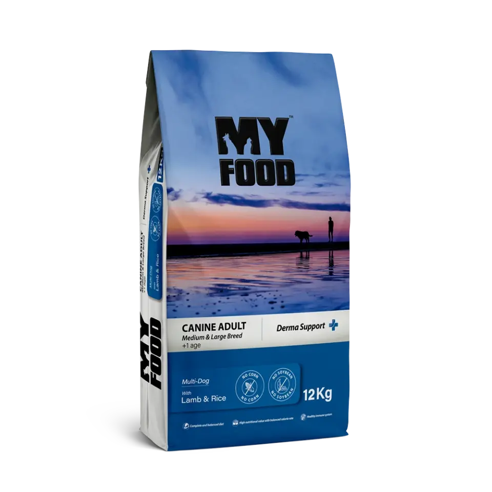 My Food Derma Support Kuzu ve Pirinçli Orta/Büyük Irk Yetişkin Köpek Maması  12 Kg  (SKT: 12.2026)