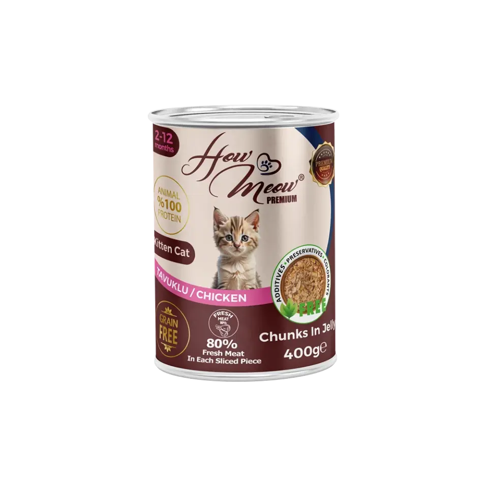 How Meow Jöleli Yavru Kedi Maması Tavuklu  400GR X 12 ADET ( SKT: 10.2027  )