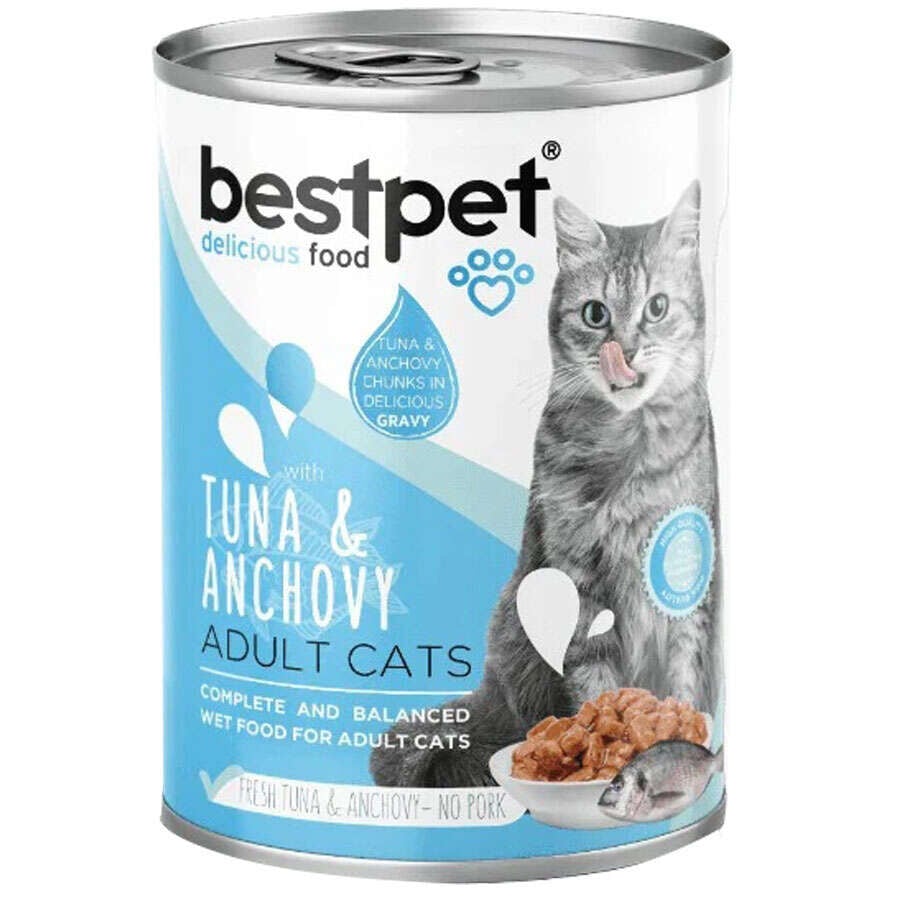Bestpet Gravy Tuna Anchovy Parça Ton ve Hamsili Kedi Konservesi 400 Gr x 24 Adet