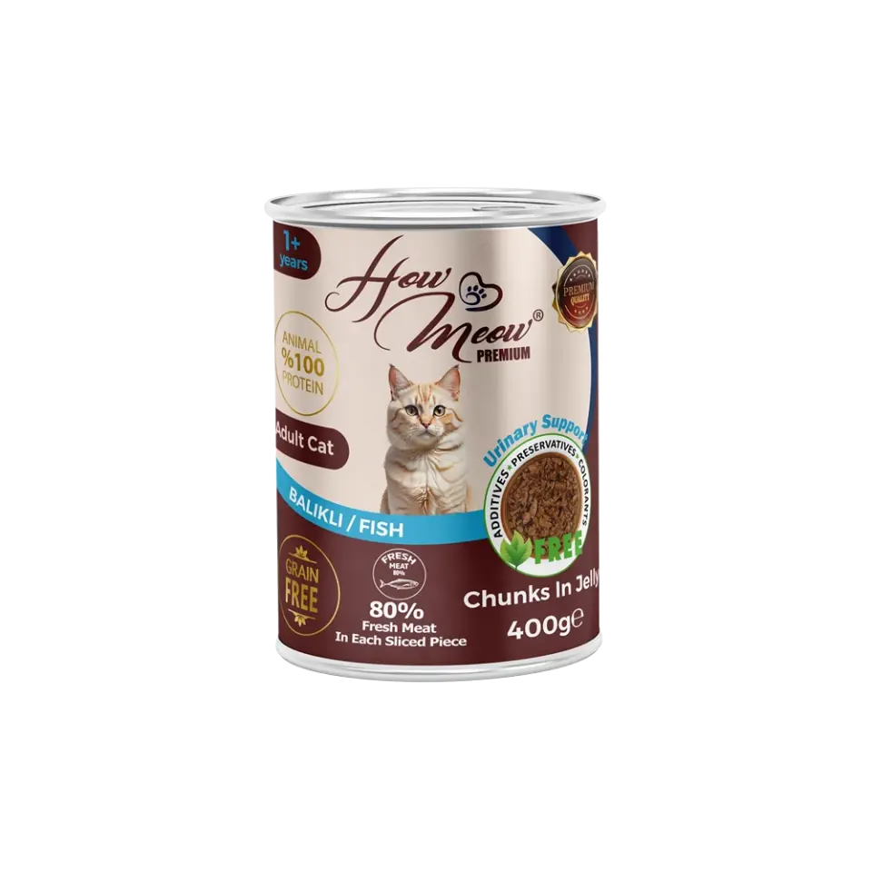 How Meow Jöleli Yetişkin Kedi Maması Balıklı  400GR X 12 ADET ( SKT:2027 )