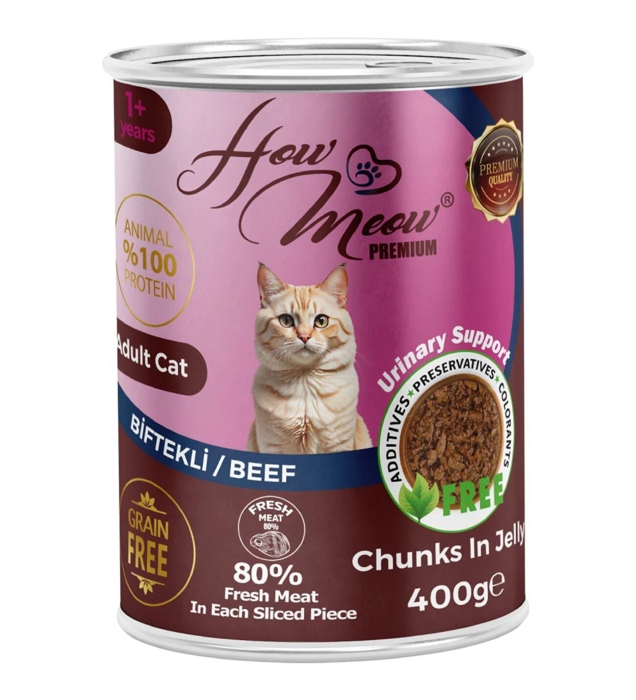 How Meow Jöleli Yetişkin Kedi Maması Biftekli  400GR X 12 ADET ( SKT:2027 )